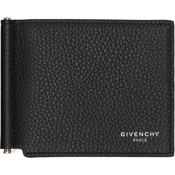  Givenchy Black Grained Leather Clip Wallet 