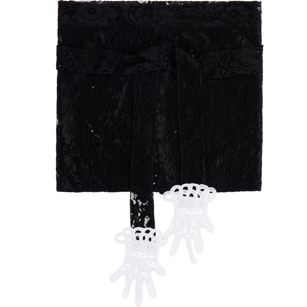  Gohar World Black Embroidered Mini Lace Hands Apron 