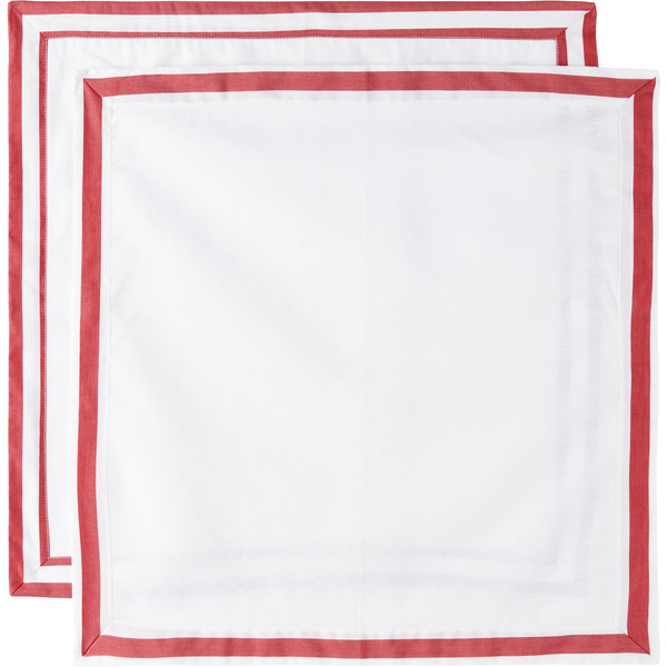  Gohar World Two-pack White & Red Dinner Napkins 