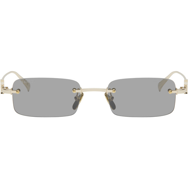  Gucci Gold 'gucci' Block Rectangular Sunglasses 