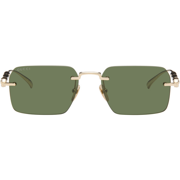  Gucci Gold Frameless Rectangular Sunglasses 