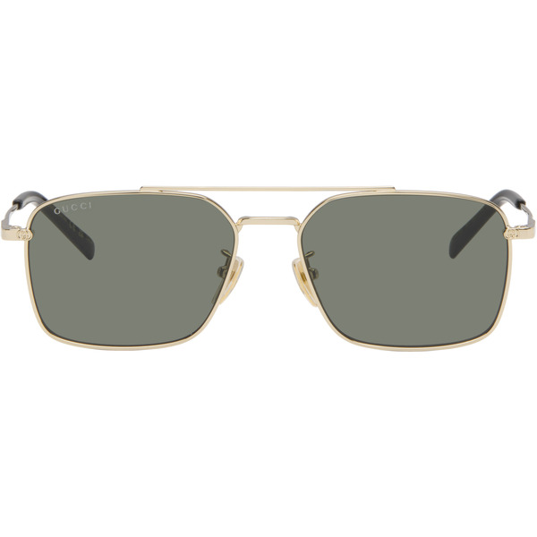  Gucci Gold Specialized Fit Rectangular Sunglasses 