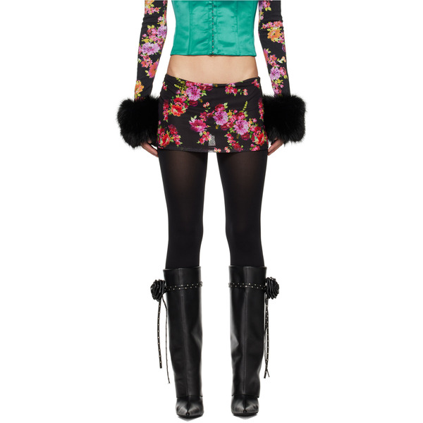  Guizio Black Floral Miniskirt 