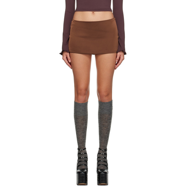  Guizio Brown Zip Miniskirt 