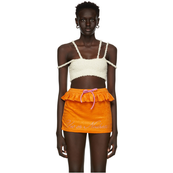  Guizio Off-white Bouclé Strap Tank Top 
