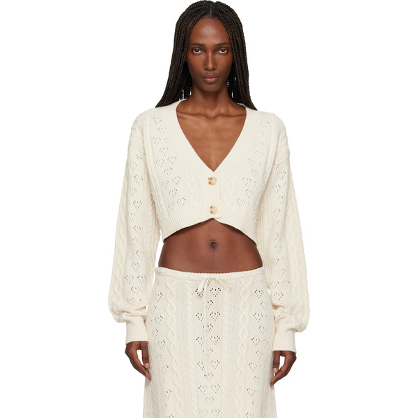  Guizio Off-white Noah Wool Cable Crop Cardigan 