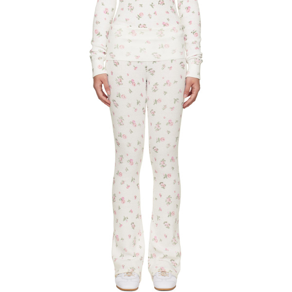  Guizio White Flared Thermal Lounge Pants 