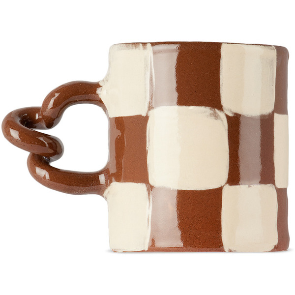  Harlie Brown Studio Brown & White Checkered Wiggle Mug 