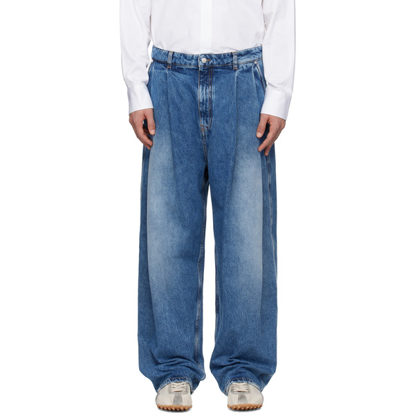 Hed Mayner Blue Pleated Jeans 