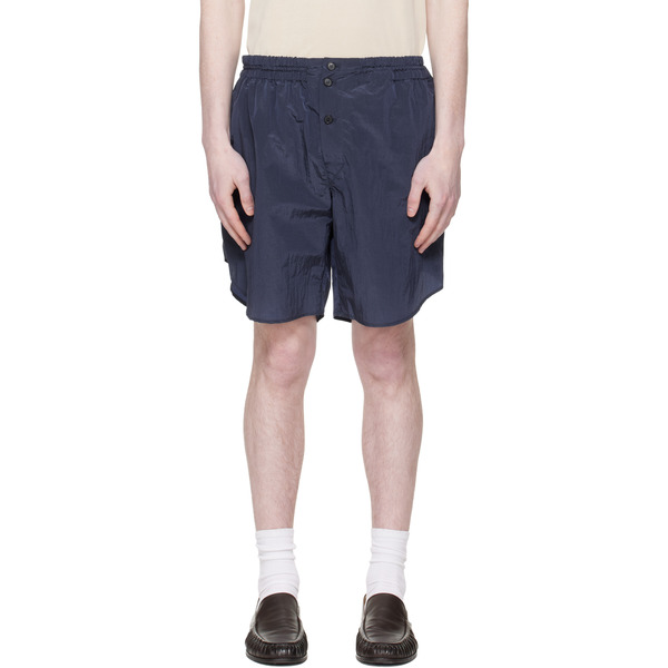  Hed Mayner Navy Curved Shorts 
