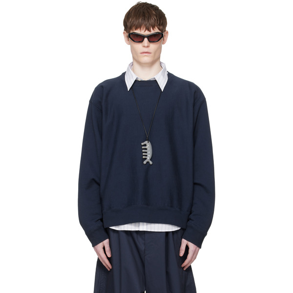  Hed Mayner Navy Embroidered-logo Sweatshirt 