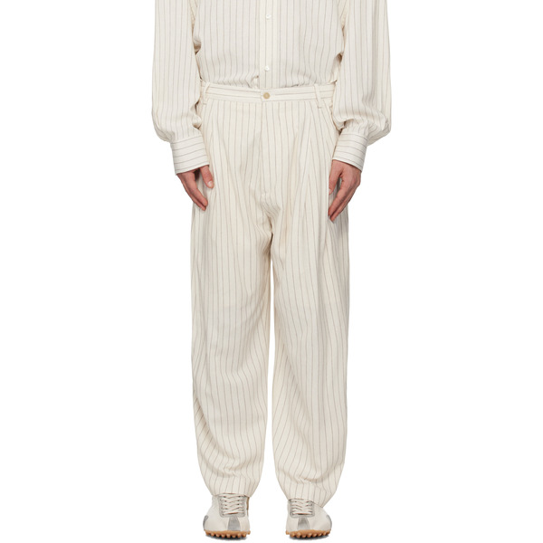  Hed Mayner Off-white Pinstripe Trousers 