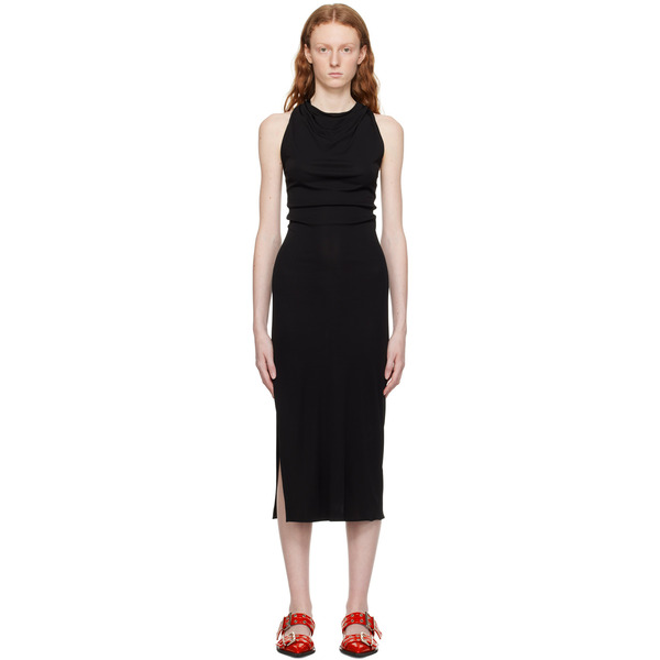  Helmut Lang Black Twisted Maxi Dress 