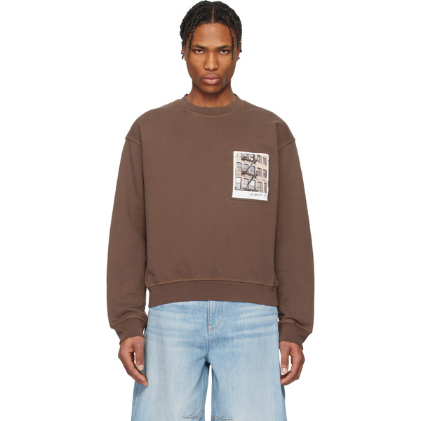 Helmut Lang Brown Brooklyn Postcard Sweatshirt 