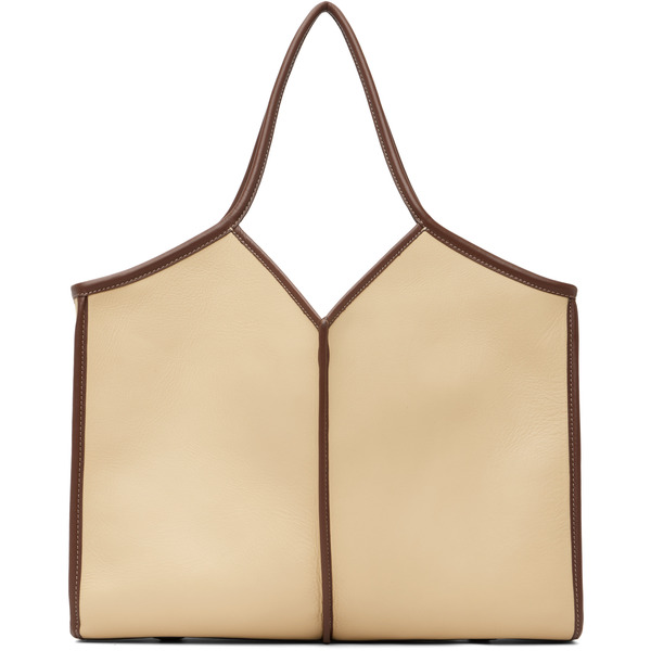  Hereu Beige Calella Squared Medium Leather Tote 