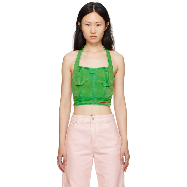  Heron Preston Green Distressed Tank Top 