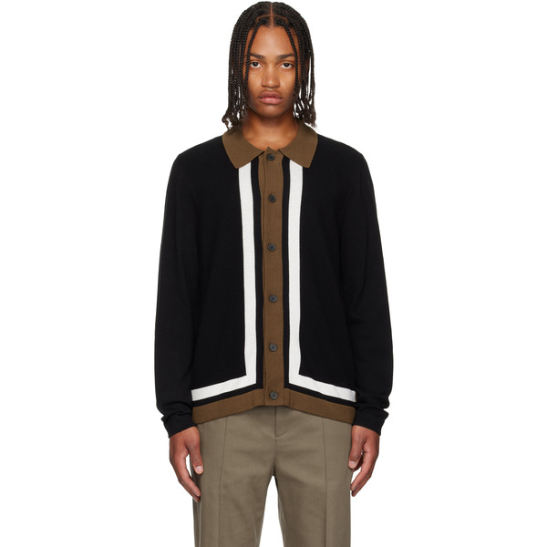  Hugo Black Button-up Striped Cardigan 