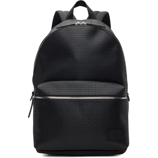  Hugo Black Embossed-logo Backpack 