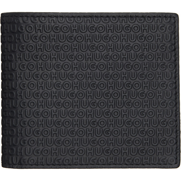  Hugo Black Embossed Logo Wallet 