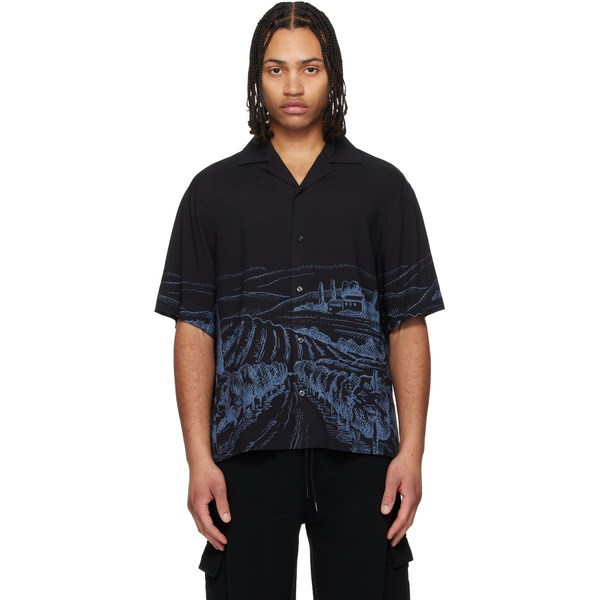  Hugo Black Oversized-fit Statement Print Shirt 