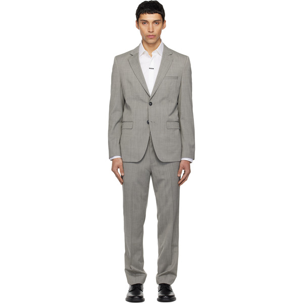  Hugo Gray Extra-slim-fit Wool-blend Poplin Suit 