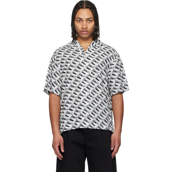  Hugo Gray Oversized-fit Statement Print Shirt 