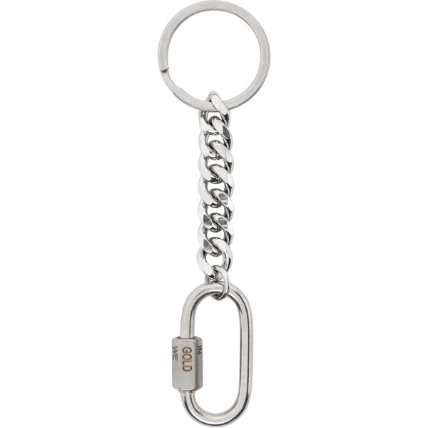  In Gold We Trust Paris Silver Curb Chain Keychain 