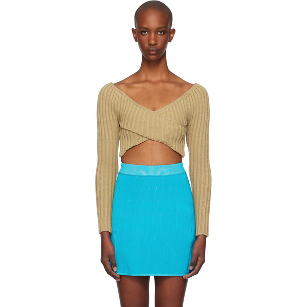  Isa Boulder Beige Crossed Sleeves Sweater 