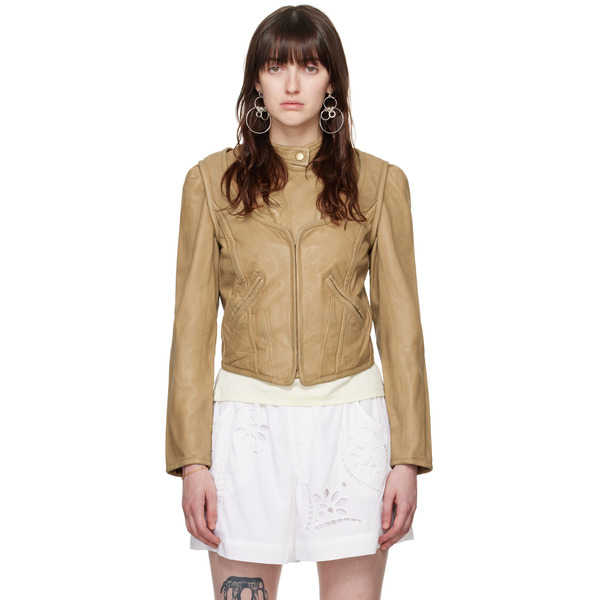  Isabel Marant Tan Alexandra Leather Jacket 