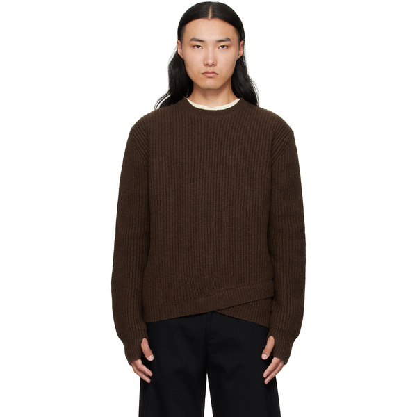  J Eongl I Brown Wool 2layer Knit Sweater 