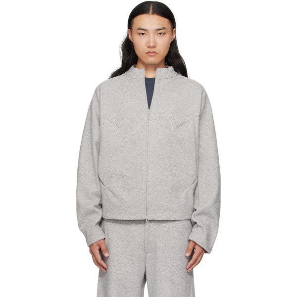  J Eongl I Gray Hybrid Wool Slash Jacket 