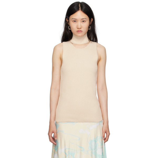  Jil Sander Beige Detachable Collar Tank Top 
