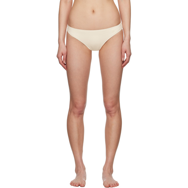  Jil Sander Beige Embroidered Logo Bikini Bottom 