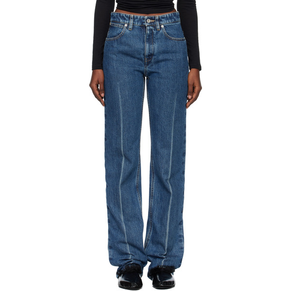  Jil Sander Blue Diagonal Cotton Denim Jeans 