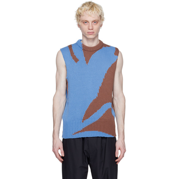  Jil Sander Blue Intarsia Vest 