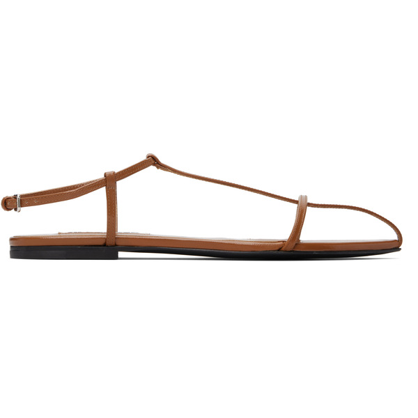  Jil Sander Brown Cage Flat Sandals 