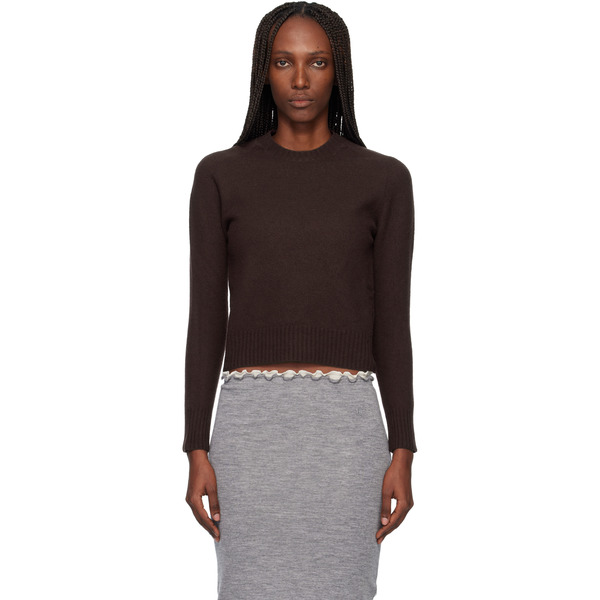 Jil Sander Brown Lightweight Wool Crew-neck Sweater 
