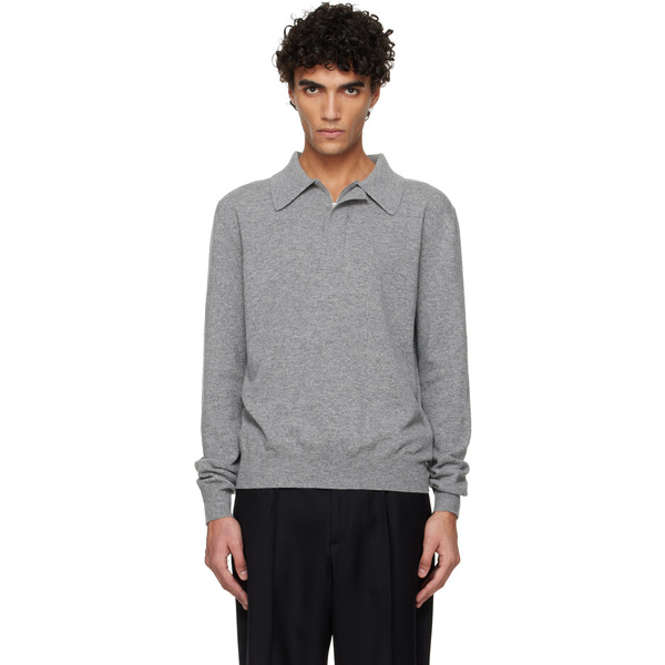  Jil Sander Gray Lightweight Wool Polo 