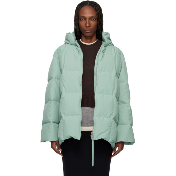  Jil Sander Green Quilted Down Jacket 