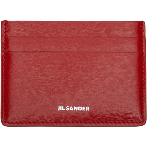  Jil Sander Red Logo Stamp Card Holder 