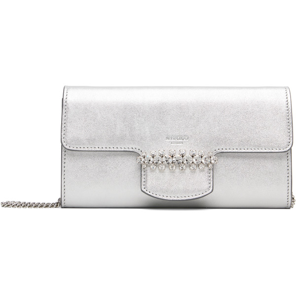  Jimmy Choo Silver Bing Wallet Chain Bag 