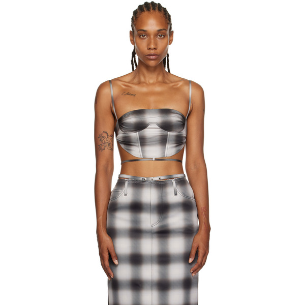  Juneyen Gray Check Tank Top 