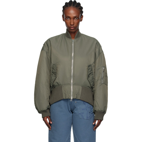 Jw Anderson Gray Oversized Curved Hem Bomber Jacket 