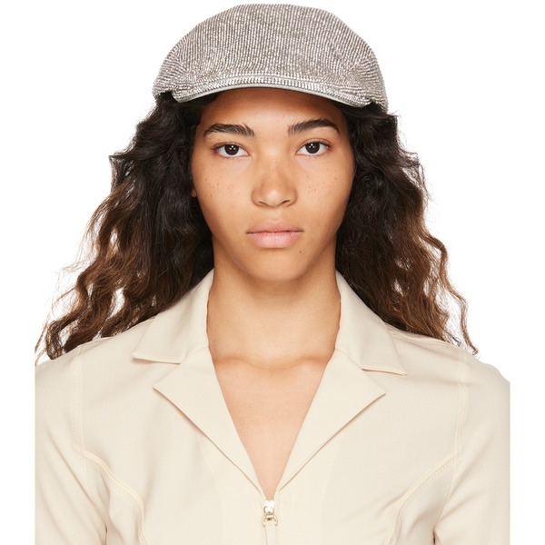  Kara Black Crystal Mesh Flat Cap 