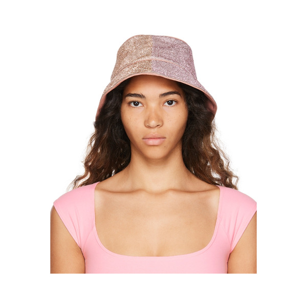  Kara Pink Crystal Mesh Bucket Hat 