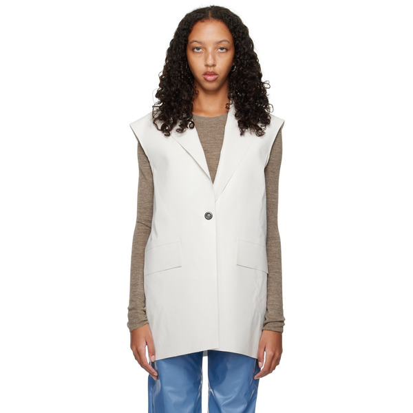  Kassl Editions White Sleeveless Blazer 