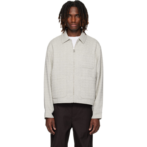  Lacoste Gray Short Textured Jacket 