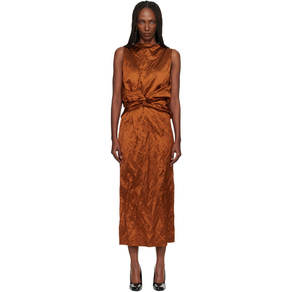  Lanvin Orange Back Cape Maxi Dress 