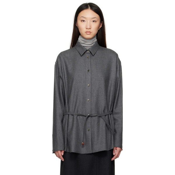  Le17septembre Gray Oversized Belted Shirt 
