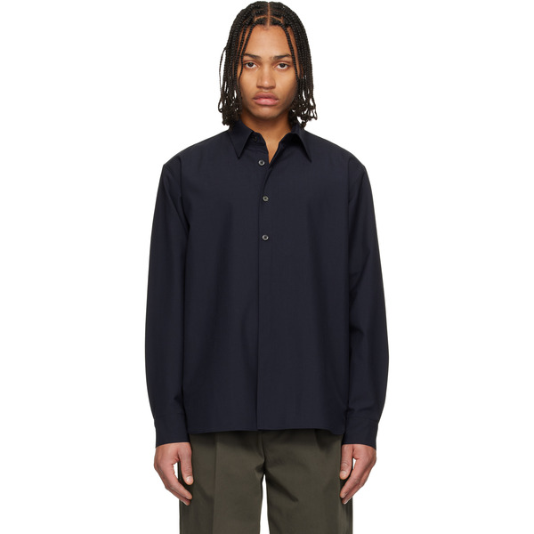  Le17septembre Navy Classic Wool-blend Shirt 
